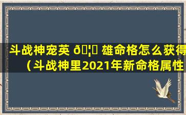 斗战神宠英 🦟 雄命格怎么获得（斗战神里2021年新命格属性）